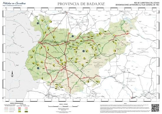Red de Carreteras del Estado. Denominaciones anteriores al Plan General de 1961. Provincia de Badajoz