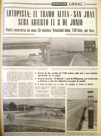 Autopista: El tramo Altea-San Juan ser� abierto el 8 de junio (Diario Informaci�n, 30/05/1976)