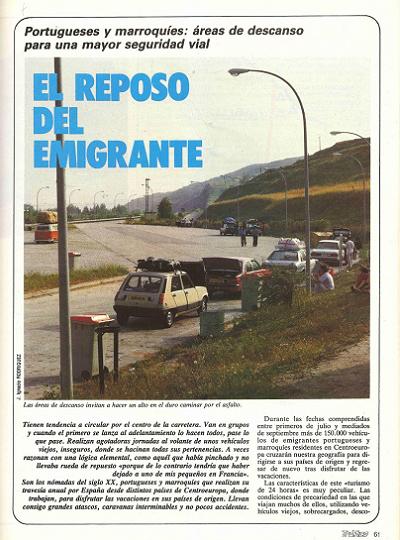 Revista Tr�fico, n� 13 (julio/agosto de 1986). El reposo del emigrante