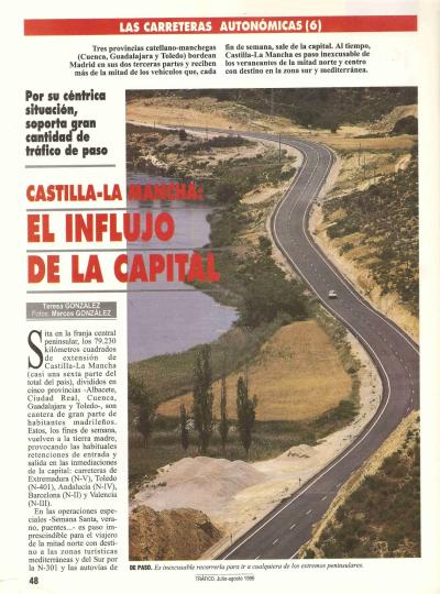 Revista Tr�fico, n� 108 (julio/agosto de 1995). Carreteras auton�micas. Castilla-La Mancha: el influjo de la capital