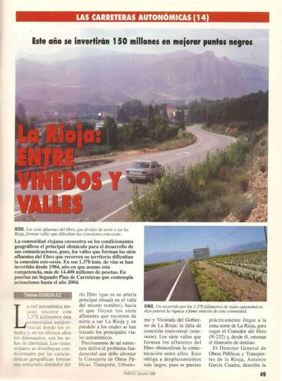 Revista Tr�fico, n� 119 (octubre de 1996). Carreteras auton�micas. La Rioja: entre vi�edos y valles