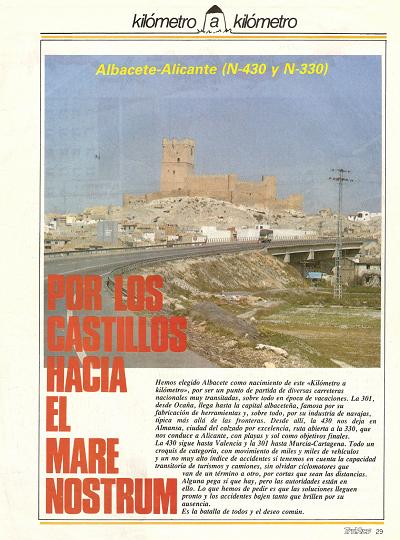 Revista Tr�fico, n� 12 (junio de 1986). Kil�metro y kil�metro: Albacete-Alicante (N-430 y N-330). Por los castillos hacia el Mare Nostrum