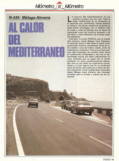 Revista Tr�fico, n� 13 (julio/agosto de 1986). Kil�metro a kil�metro: M�laga-Almer�a (N-340). Al calor del Mediterr�neo