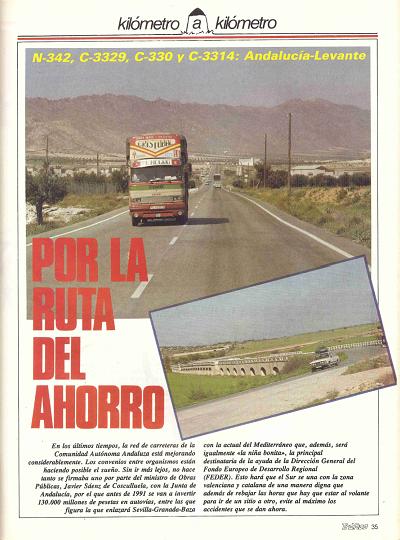 Revista Tr�fico, n� 26 (octubre de 1987). Kil�metro y kil�metro: Andaluc�a-Levante (N-342, C-3329, C-330 y C-3314). Por la ruta del ahorro