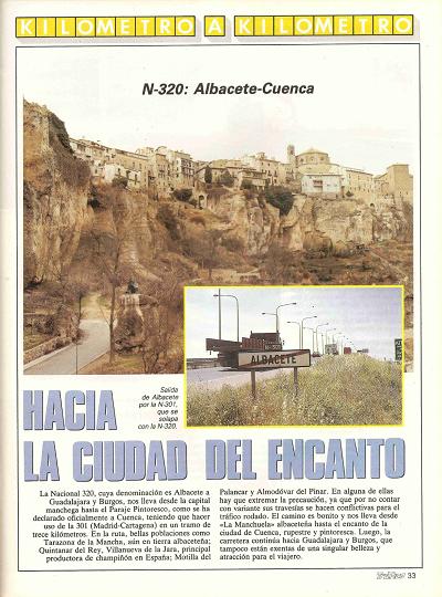Revista Tr�fico, n� 58 (septiembre de 1990). Kil�metro y kil�metro: Albacete-Cuenca (N-301 y N-320). Hacia la ciudad del encanto