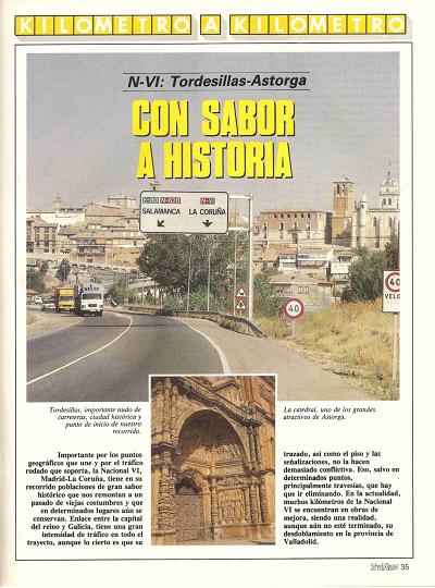 Revista Tr�fico, n� 60 (noviembre de 1990). Kil�metro y kil�metro: Tordesillas-Astorga (N-VI). Con sabor a historia