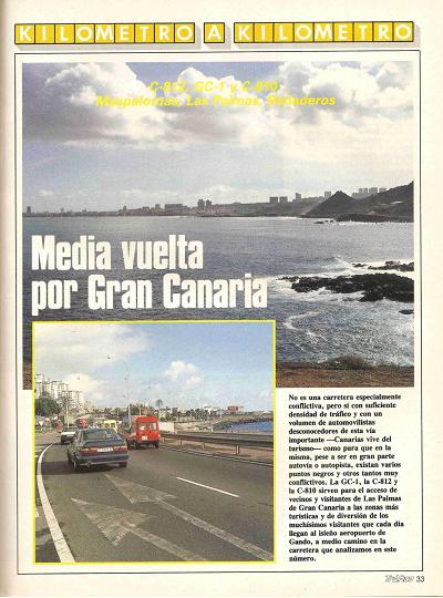 Revista Tr�fico, n� 61 (diciembre de 1990). Kil�metro y kil�metro: Maspalomas-Las Palmas-Ba�aderos (C-812, GC-1 y C-810). Media vuelta por Gran Canaria