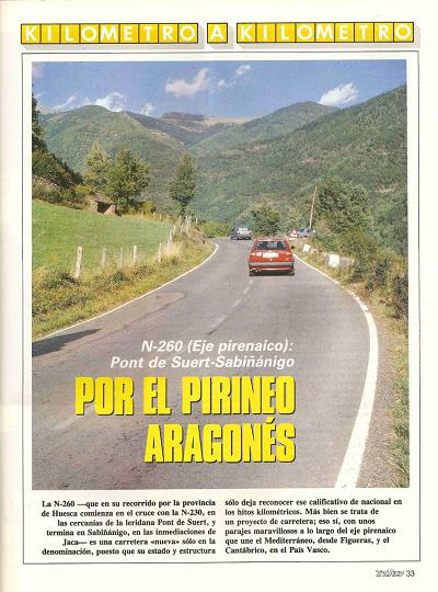 Revista Tr�fico, n� 71 (noviembre de 1991). Kil�metro y kil�metro: Pont de Suert-Sabi��nigo (N-260). Por el Pirineo aragon�s