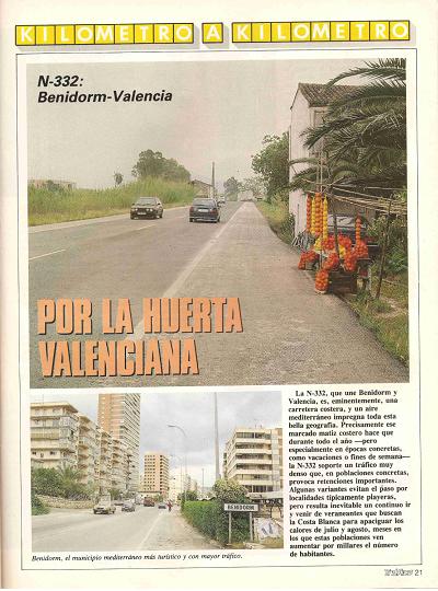 Revista Tr�fico, n� 79 (julio-agosto de 1992). Kil�metro y kil�metro: Benidorm-Valencia (N-332). Por la huerta valenciana